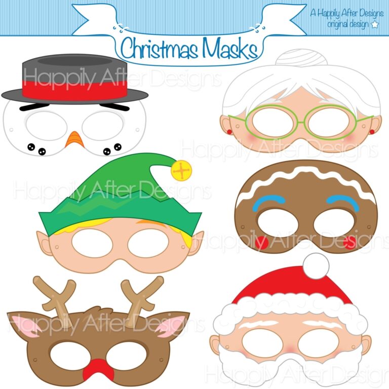 Christmas Printable Masks Santa Mask Snowman Mask Rudolph Gingerbread Elf Costume Mask Mrs Claus Mask Costume Printable Mask Xmas Etsy